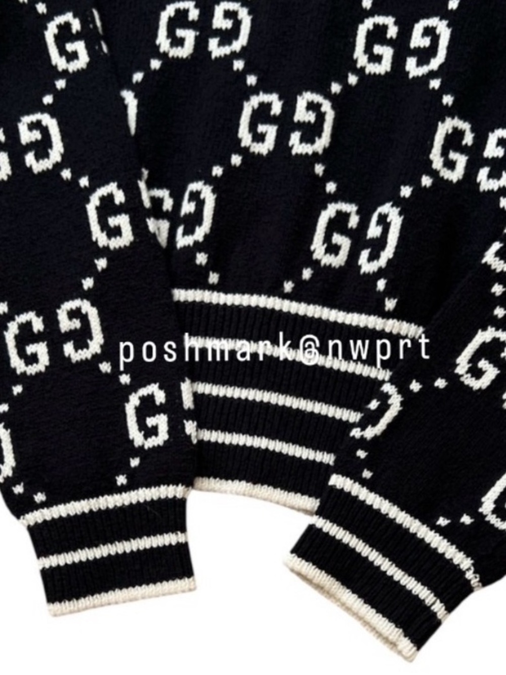 GUCCI GG Supreme Logo Cardigan Sweater Black Ivory White Cotton XS 0 2 - Picture 8 of 14